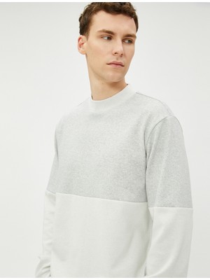 Koton Bisiklet Yaka Kazak Renk Bloklu Uzun Kollu