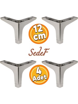 Badem10 Sedef Lüks Mobilya Kanepe Sehpa Tv Ünitesi Koltuk Ayağı 12 cm Krom Ayakları (4 Adet)