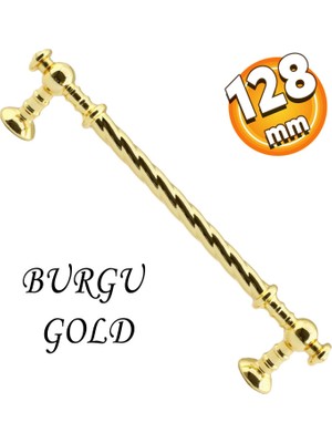 Badem10 Burgu Mobilya Mutfak Dolabı Çekmece Dolap Kapak Kulpu Kulbu Altın Gold 128 mm Metal Kulp