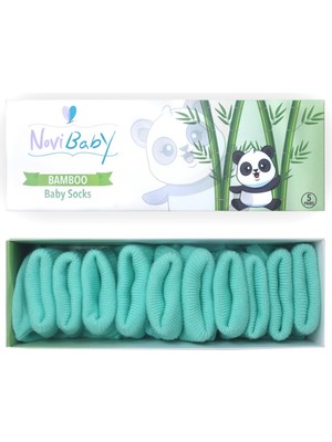 Novibaby 5'li Bambu Yenidoğan Bebek Çorap I Sea Green Mint Kız Erkek Bebek Çorabı