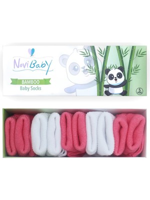 Novibaby 5'li Bambu Yenidoğan Bebek Çorap I Coral I Kız Erkek Bebek Çorabı