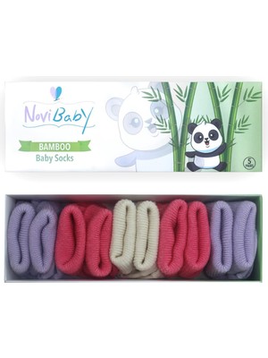 Novibaby 5'li Bambu Yenidoğan Bebek Çorap I Pinky Rose I Kız Erkek Bebek Çorabı