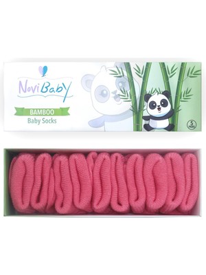 Novibaby 5'li Bambu Yenidoğan Bebek Çorap I Candy Pembe Kız Erkek Bebek Çorabı