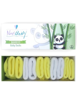 Novibaby 5'li Bambu Yenidoğan Bebek Çorap I Sunshine I Kız Erkek Bebek Çorabı