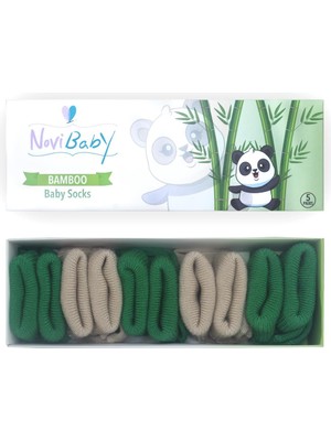 Novibaby 5'li Bambu Yenidoğan Bebek Çorap I Greeny I Kız Erkek Bebek Çorabı