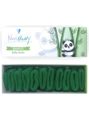 Novibaby 5'li Bambu Yenidoğan Bebek Çorap I Pine Green Yeşil Kız Erkek Bebek Çorabı