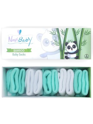Novibaby 5'li Bambu Yenidoğan Bebek Çorap I Minty I Kız Erkek Bebek Çorabı