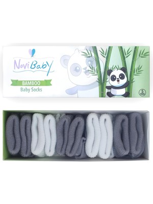 Novibaby 5'li Bambu Yenidoğan Bebek Çorap I Cloudy I Kız Erkek Bebek Çorabı