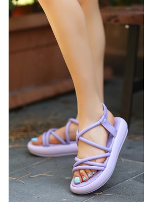 Dh Shoes Arfi Lila Cilt Sandalet
