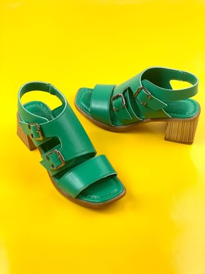 Dh Shoes Basskan Jabb Yeşil Ökçeli Hazır Sandalet