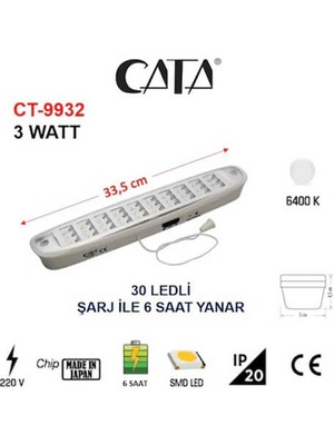 Cata KN-9932 30 Ledli Şarjlı Işıldak