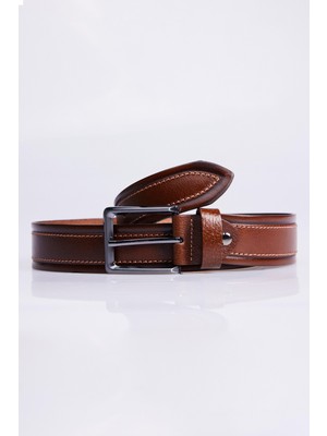 Tudors Erkek %100 Hakiki Deri 4 cm Spor Taba Renk Kemer