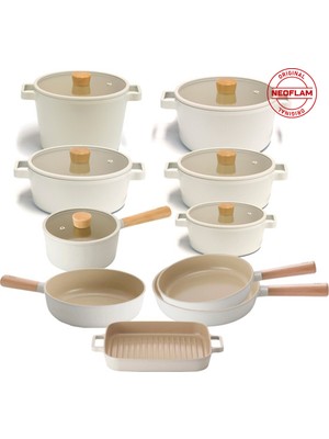 Neoflam Fika Alüminyum Döküm 16 Parça Tencere & Tava Seti BEJ18C18S22K22D24K26D24T26T26W28G