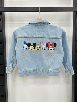 Orca Kids Fashion Minnie Mause Sırt Taş Detaylı Kot Ceket