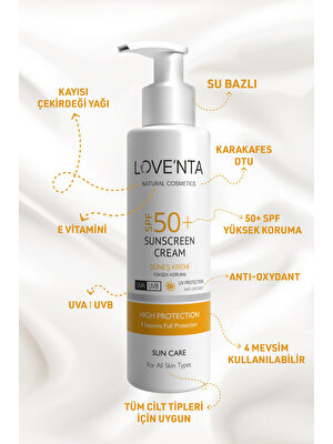 Loventa 50+ Spf Yüksek Korumalı Güneş Kremi - Alkol, Paraben, Parfüm İçermez 100 ml