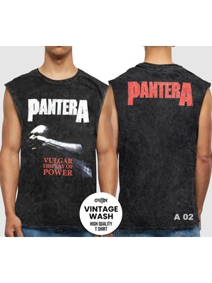 Pantera Panreta Yıkamalı Kolsuz Tişört L
