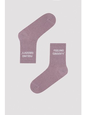 Parlak Çizgili Pembe 2li Soket Çorap
