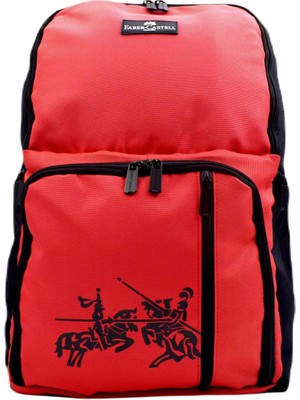 Faber-Castell King Laptop Bölmeli 5 Gözlü Okul Sırt Çantası (23-1) Kırmızı-Siyah