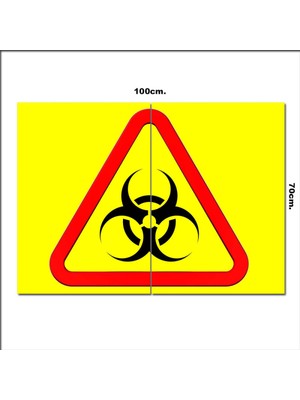 Bedeko Ahşap Tablo Warning Sign Virus Biohazard  70*100CM