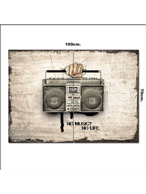 Bedeko Ahşap Tablo No Music No Life Görseli 70*100CM