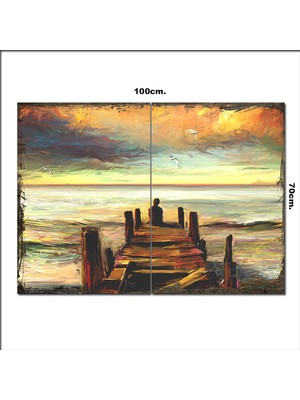 Bedeko Ahşap Tablo Yağlı Boya Deniz Manzara  70*100CM