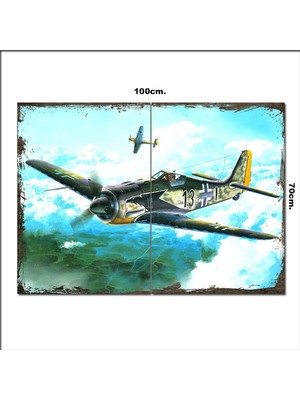 Bedeko Ahşap Tablo Focke-Wulf Fw 190 Savaş Uçağı  70*100CM