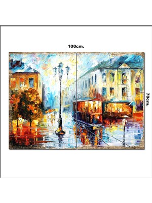 Bedeko Ahşap Tablo Yağlı Boya Tramvay  70*100CM