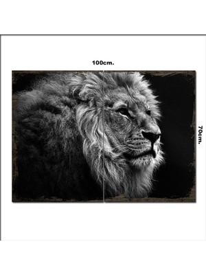 Bedeko Ahşap Tablo Gıri Yaşlı Aslan Şekilli 70*100CM