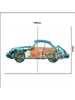 Bedeko Ahşap Tablo Porsche 356  70*100CM