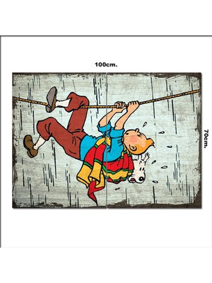 Bedeko Ahşap Tablo Tenten ve Milu Görseli 70*100CM