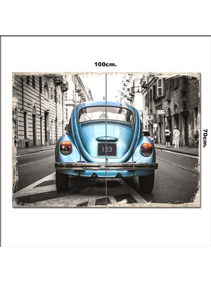 Bedeko Ahşap Tablo Mavi Volkswagen  70*100CM