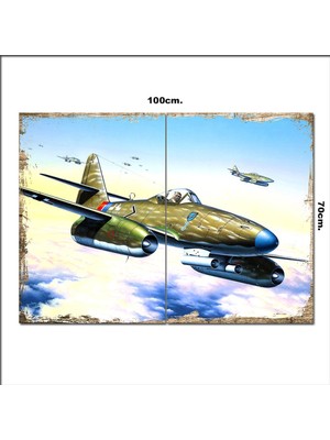 Bedeko Ahşap Tablo Eski Jet Savaş Uçağı  70*100CM
