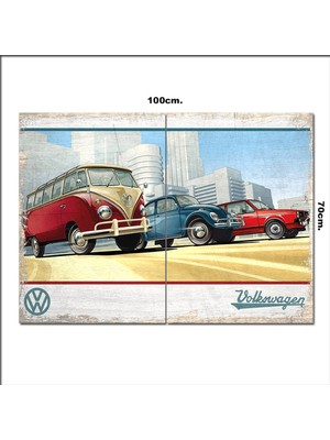 Bedeko Ahşap Tablo Retro Wolksvagen Afiş  70*100CM