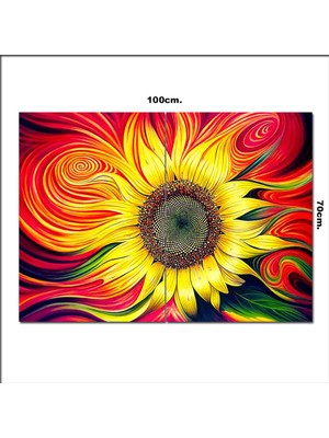 Bedeko Ahşap Tablo Renkli Günebakan Çiçeği Tarz 70*100CM