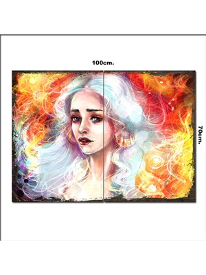 Bedeko Ahşap Tablo Beyaz Saçlı Kadın Görseli 70*100CM