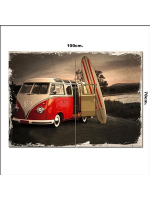 Bedeko Ahşap Tablo Volkswagen Minibüs Eskitme  70*100CM