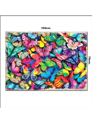 Bedeko Ahşap Tablo Renkli Kelebekler  70*100CM