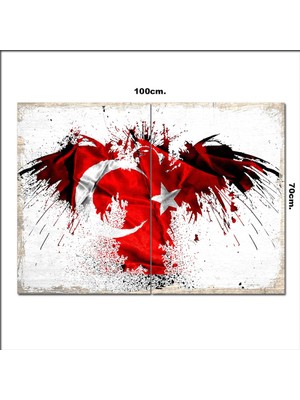Bedeko Ahşap Tablo Retro Türk Bayrağı  70*100CM