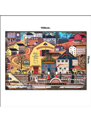 Bedeko Ahşap Tablo Eski Boston Limanı  70*100CM
