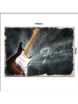 Bedeko Ahşap Tablo Fender Guitar Eskitme  70*100CM