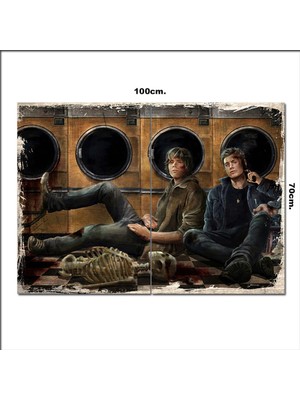 Bedeko Ahşap Tablo Supernatural Dean ve Sam Winchester Görseli 70*100CM