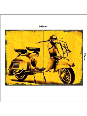 Bedeko Ahşap Tablo Vespa Motorsiklet  70*100CM