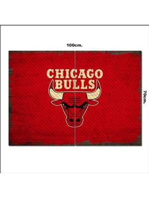 Bedeko Ahşap Tablo Chicago Bulls Tarz 70*100CM