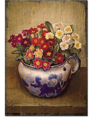 Bedeko Ahşap Tablo Eski Vazoda Çiçek Hediyelik Mdf Tablo