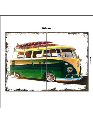 Bedeko Ahşap Tablo Sörf ve Volkswagen  70*100CM