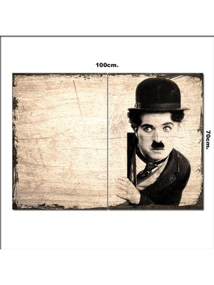 Bedeko Ahşap Tablo Izleyen Charlie Chaplin Şekilli 70*100CM