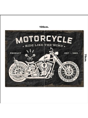 Bedeko Ahşap Tablo Motorsiklet Afişi  70*100CM