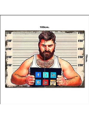 Bedeko Ahşap Tablo Suçlu Sosyal Ağ  70*100CM