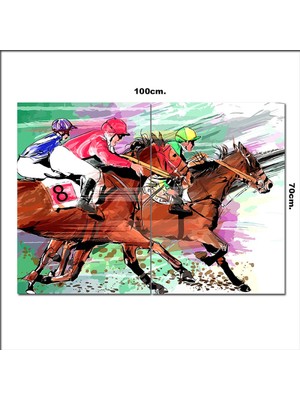 Bedeko Ahşap Tablo Yarış Atları  70*100CM