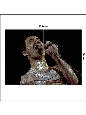 Bedeko Ahşap Tablo Freddie Mercury Queen Resmi  70*100CM